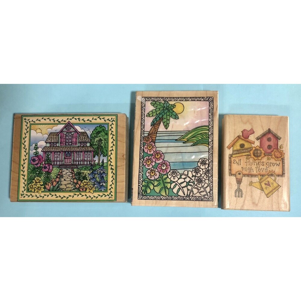 HeroArts, Color Me &Image Tree - 3 Larger Wood Mount Rubber Stamps